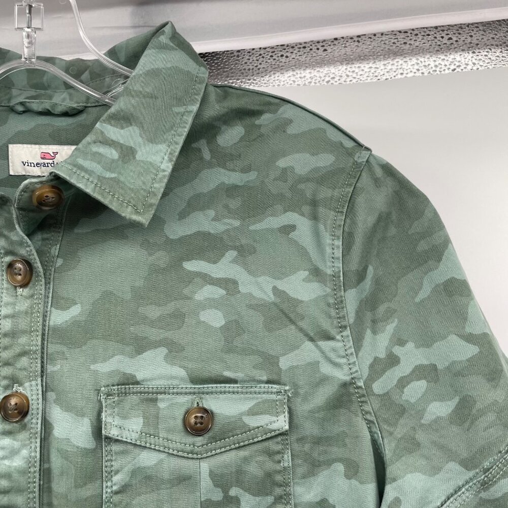 Vineyard Vines Womens Camouflage Shirt Dress Short Sleeve Green Size 6 New - Picture 4 of 9